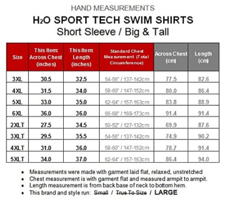  measurement chart for the specs of each size.